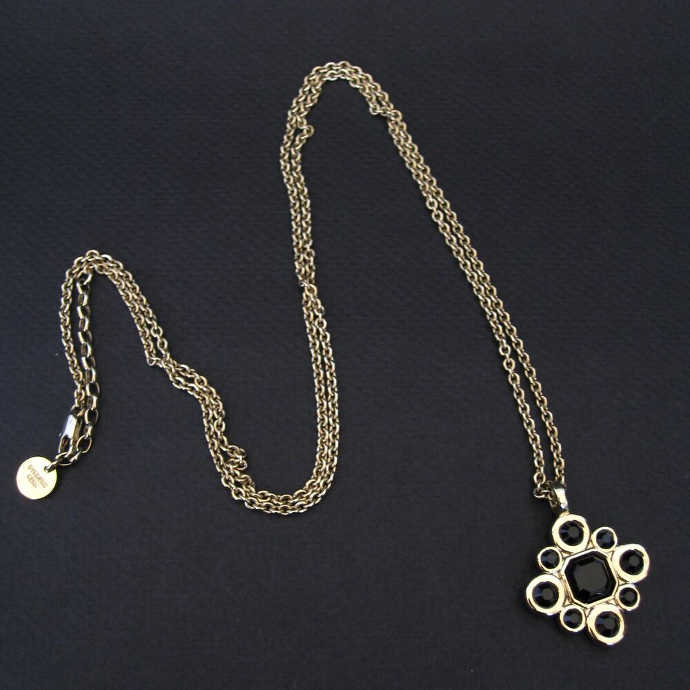 Dyrberg/Kern Moriana Swarovski crystal necklace in Jet/Gold